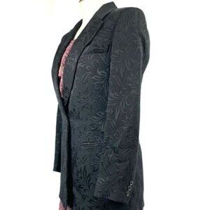 Emanuel Ungaro 1990's Floral Jacquard Evening Blazer - Black Unisex, Size 4/38